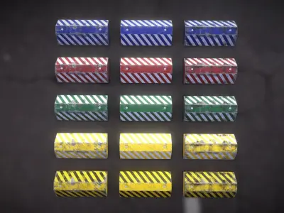 Concrete Traffic Lane Separator - 4K PBR - Pack Low-poly 3D model