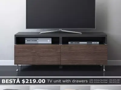 BESTA TV unit with drawers 3D model