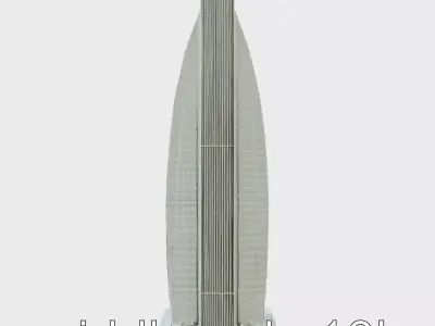 Futuristic Skyscraper Architectural Structure Low-poly 3D model