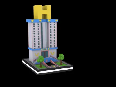 Hotels low poly pack Low-poly 3D model