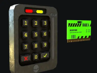 Scifi Keypad and Key Low-poly 3D model