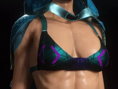 Realistic Sexy Cyber Assassin Low-poly 3D model