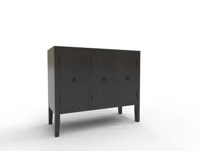 TallSolidWood Door Accent Cabinet 3D model