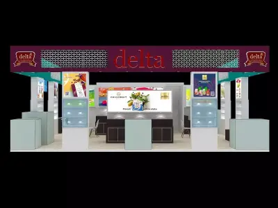 10 mtr x 9 mtr 3 side open exhibition stands 3D print model