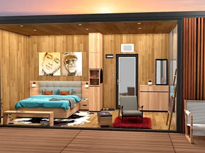  beach hut tiny house vacation house with hot tub 3D model