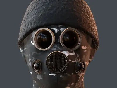 Gas mask helmet 3d model scifi Low-poly  Low-poly 3D model