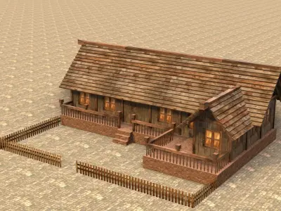 Medieval house sixteen 17 Low-poly 3D model