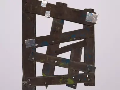 Wooden Door Destroy Low-poly 3D model