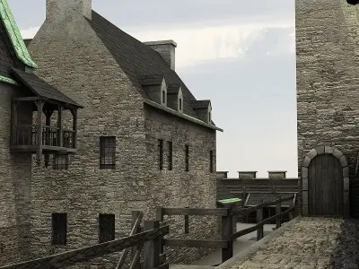 Medieval Castle Village Low-poly 3D model