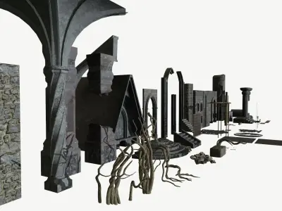 Catacomb Dungeon Prop Pack Low-poly 3D model