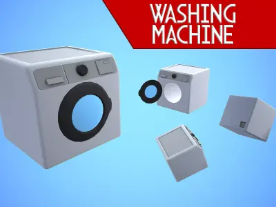 WASHING MACHINE KITCHEN CARTOON STYLIZED Low-poly 3D model