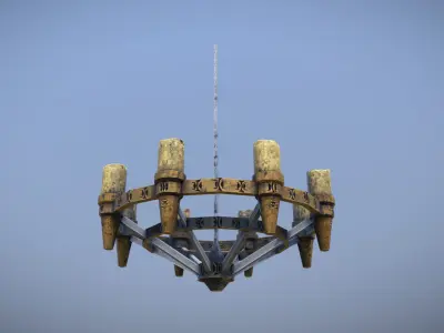 Chandelier wooden in sky Low-poly 3D model