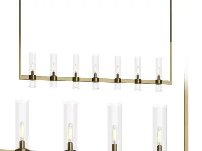 RESTORATION HARDWARE RAVELLE LINEAR CHANDELIER Brass 3D model