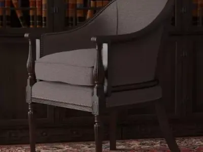 19th century english library chair 3D model
