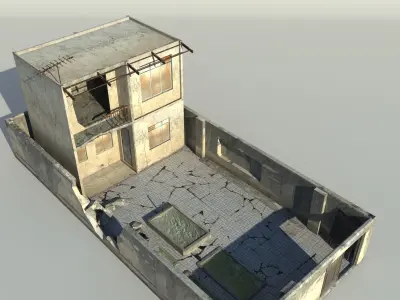 Middle East destroyed houses collection for game 3D Model Pack