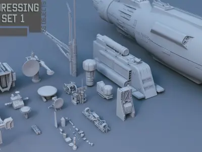 Scifi dressing kitbash set 1 3D model