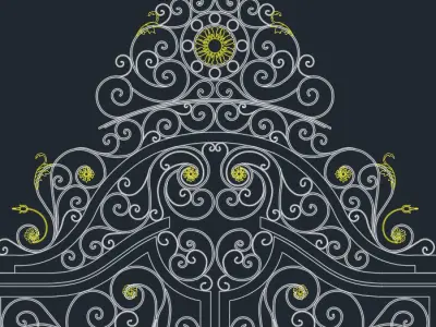 Door Gate 2 Iron Wings Art 001 3D model