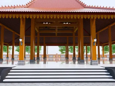 Traditional Wooden Javanese House or named Joglo  3D model