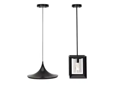 Ironclad Industrial and modern black gold drum style pendants 3D model
