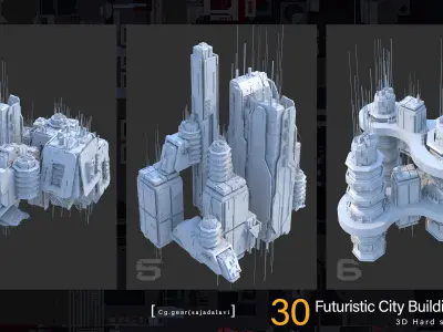 futuristic Sci-fi City Building pack vol 08 3D model