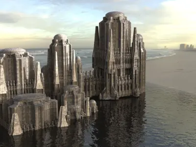 Desert Alien Monoliths Ruin mega structure 7 3D model