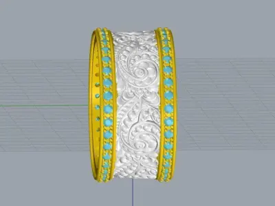 Floral Ring Band Diamond Jewelry Design  3D print model