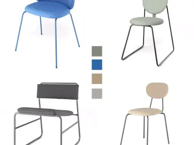 Modern Ikea Chair Set  Low-poly 3D model