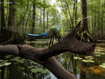  Dragonfly Idle Fur Animated Rigged For Maya 