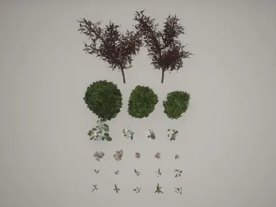 Stylized Foliage Pack - UE4 preview images Low-poly 3D model