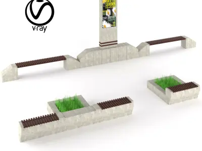 Street bench 3D model