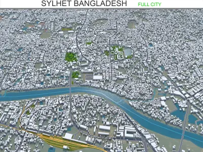 Sylhet Bangladesh 25km Low-poly 3D model