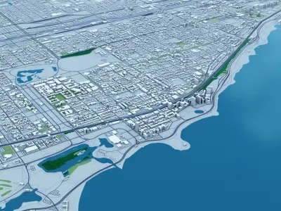 Chicago with Terrain 3D model