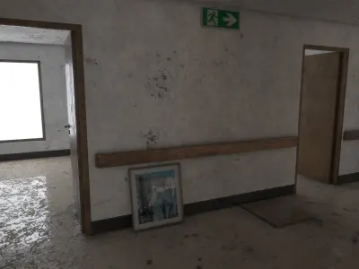 Abandoned Hospital Corridor Low-poly 3D model
