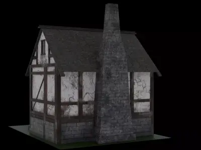 Medieval House Free low-poly 3D model 10