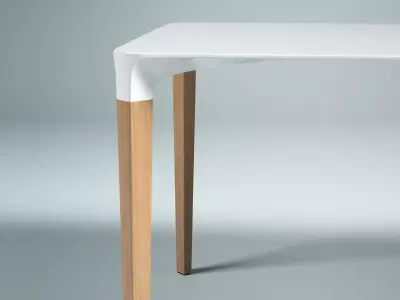 Beam dining table with wooden legs 3D model