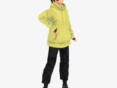 SciFi 3d anime kawaii boy character c14 Low-poly 3D model