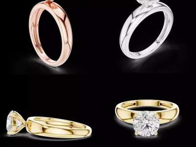 Classic Solitaire Diamond Ring CAD Model 3D print model