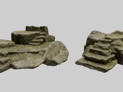 Altar Set rock Low-poly 3D model