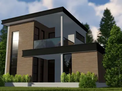 Modern villa  Low-poly 3D model purchase