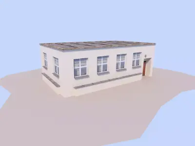 House building with roof Low-poly 3D model