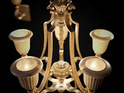 Victorian Worn Chandelier and Wall Lamp Low-poly 3D model