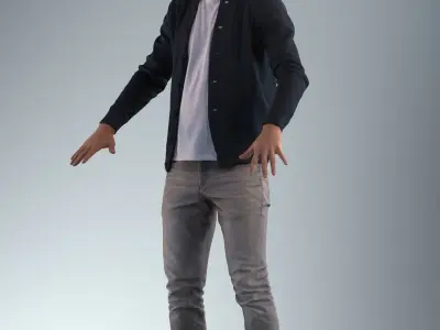 Rigged 3D male in casual attire Low-poly 3D model