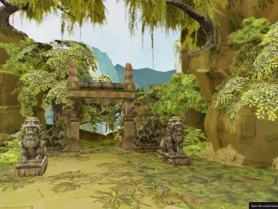 Ancient Arena Level Abandoned Ruin Location Temple Jungle Toon Low-poly 3D model