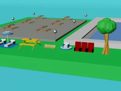 3D OBJECT COLLECTION SKYLAND CINEMA Low-poly 3D model