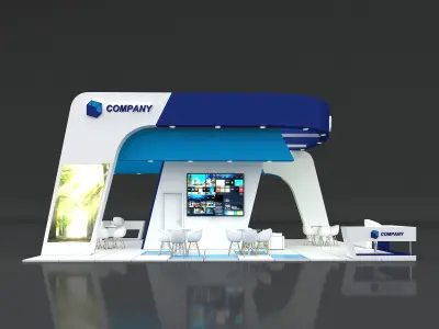 Exhibition Stand Stall 11x7m Height 500 cm 4 Side Open 3D model