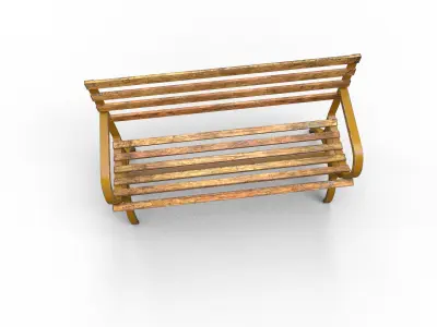 Old Street Bench Low-poly 3D model