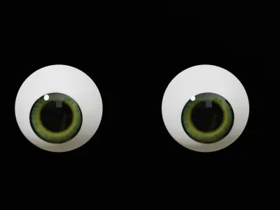 Cartoon Green Eyes Low-poly 3D model