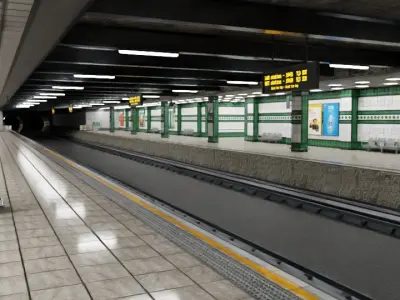 5 underground stations and trian 3D model