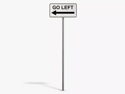 Go Left Sign Low-poly 3D model