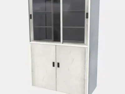 Cabinet with Glass Doors Low-poly 3D model